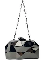 Geometric Faceted Hardcase Clutch MNBF137 - Black