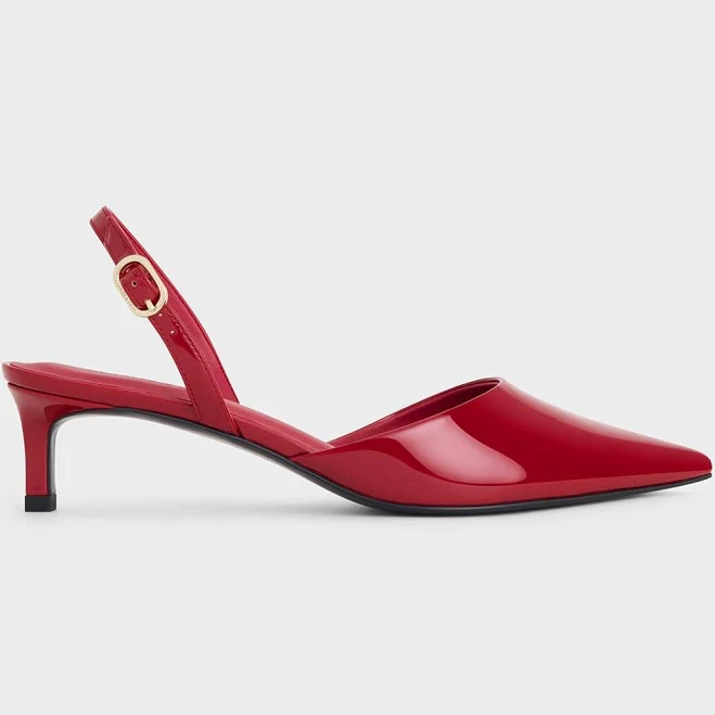 Charles & Keith Pointed-Toe Slingback Kitten Heels
