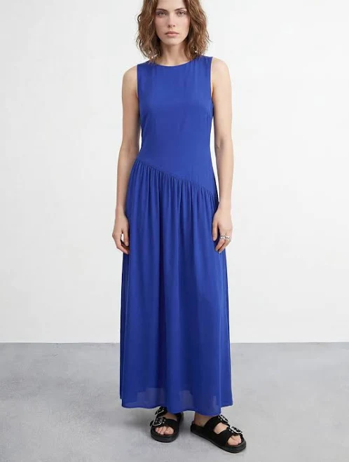 Petite Plain Dropped Waist Chiffon Maxi Dress