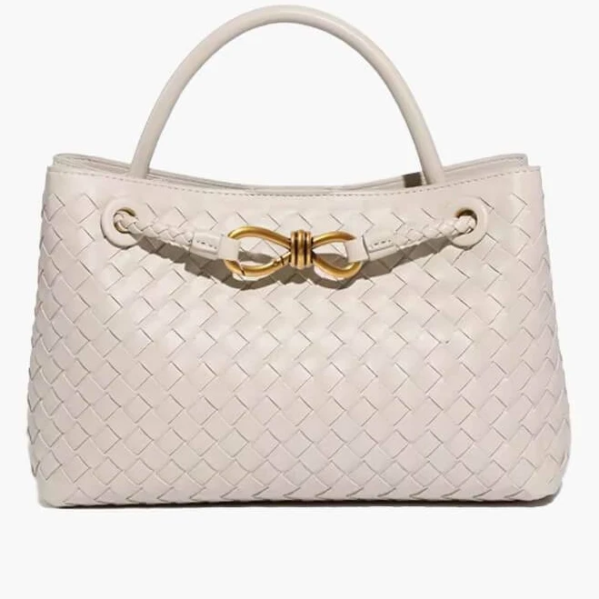 Lucia Women's Woven Vegan Leather Handbag with Gold Hardware