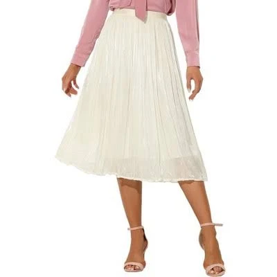Allegra K Women's Pleated Elastic Waist Accordion Midi Skirt