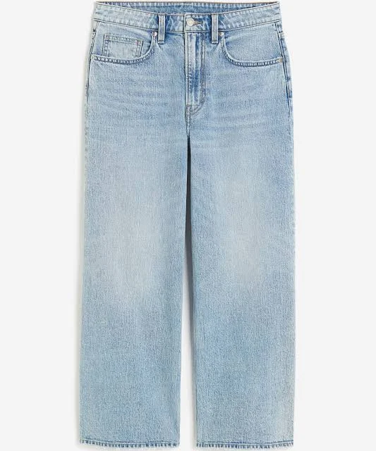 H&M Ladies High Rise Wide Leg Cropped Jeans