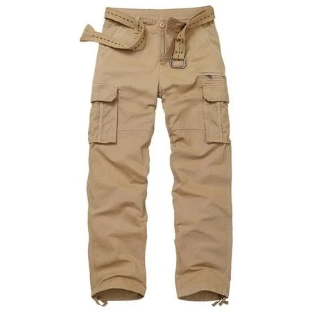 Men's Relaxed Fit Cotton Cargo Pants with 7 Pockets