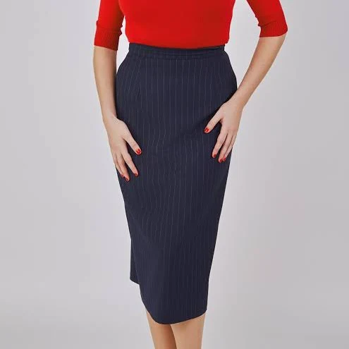 COLLECTIF Female Pinstripe Pencil Skirt