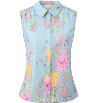 Inspire Chic Women's Sleeveless Floral Button Down Shirt