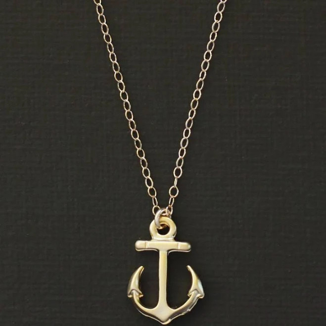 14K Gold Filled Tiny Gold Anchor Pendant Necklace