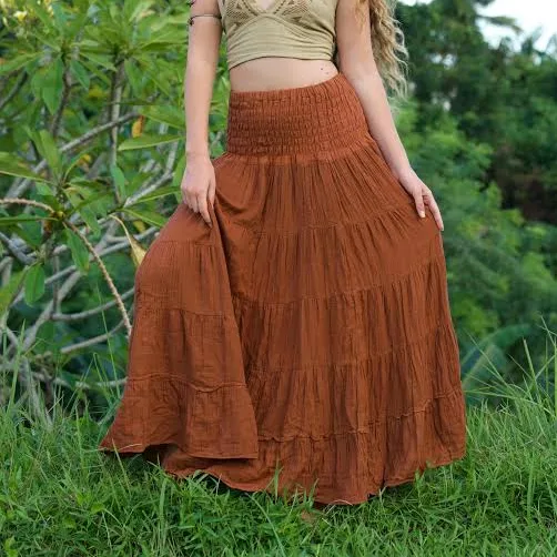 Flowy Double Gauze Cotton Maxi Skirt