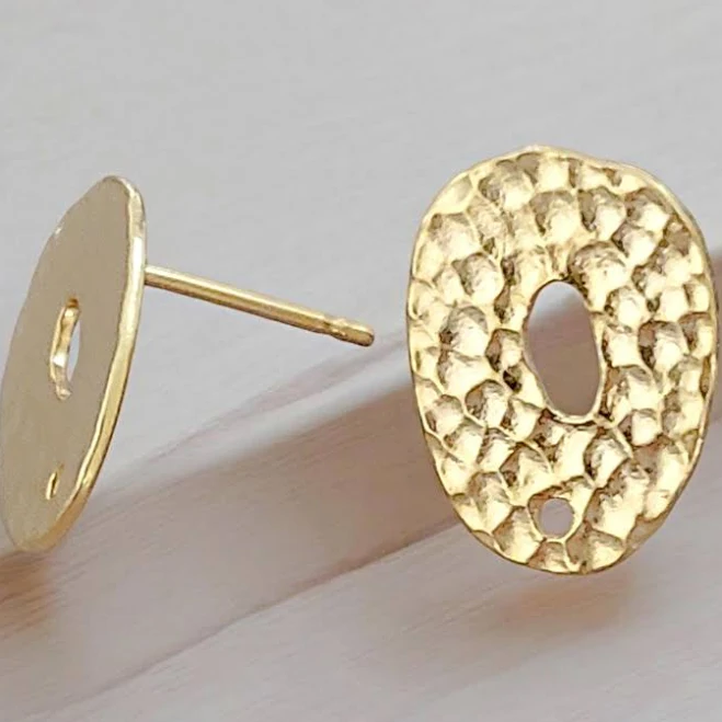 14K Gold Plated Hammered Hoop Earrings