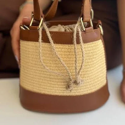 Faux Leather Drawstring Bucket Bag