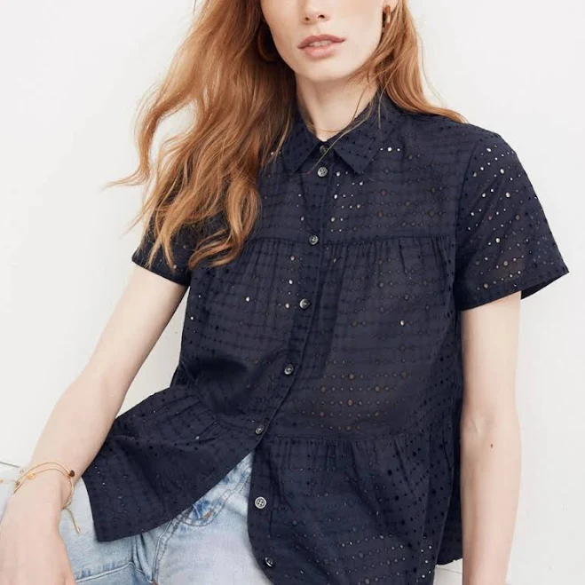 Madewell Women's Eyelet Button Down Shirt