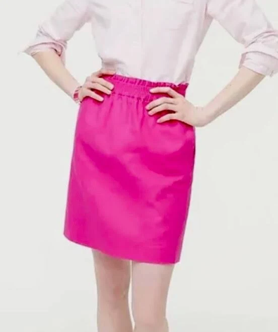 J Crew Linen Blend Hot Pink Pocket Mini Skirt Sz 00