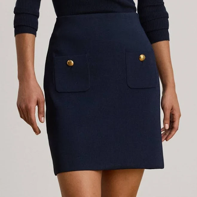 Ralph Lauren Women's Button-Trim Pencil Mini Skirt
