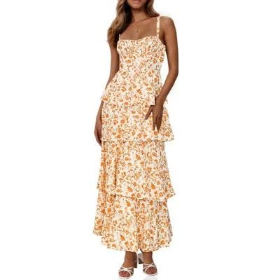 Imily Bela Women's Casual Sleeveless Ruffle Flowy Maxi Dress