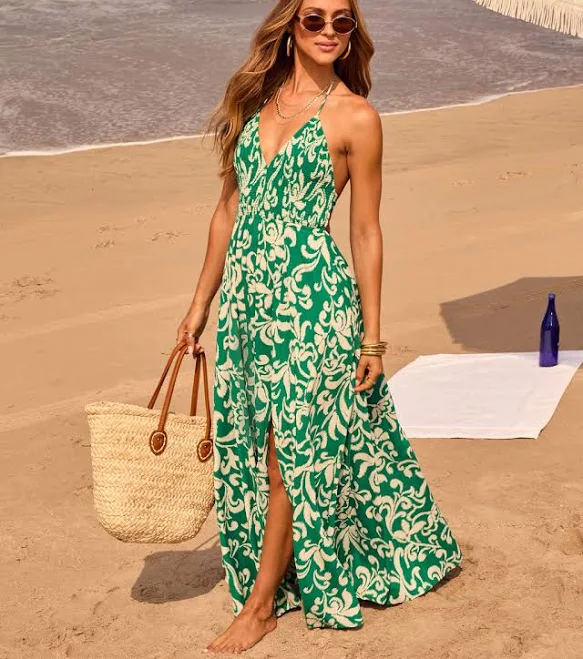 Vici Smocked Halter Maxi Dress