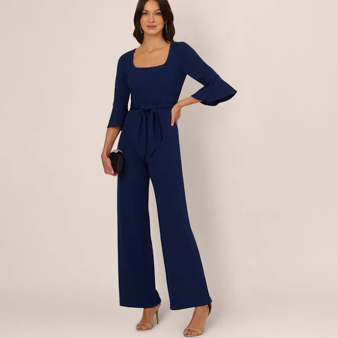 Adrianna Papell Women's Tie Wide Leg Jumpsuit