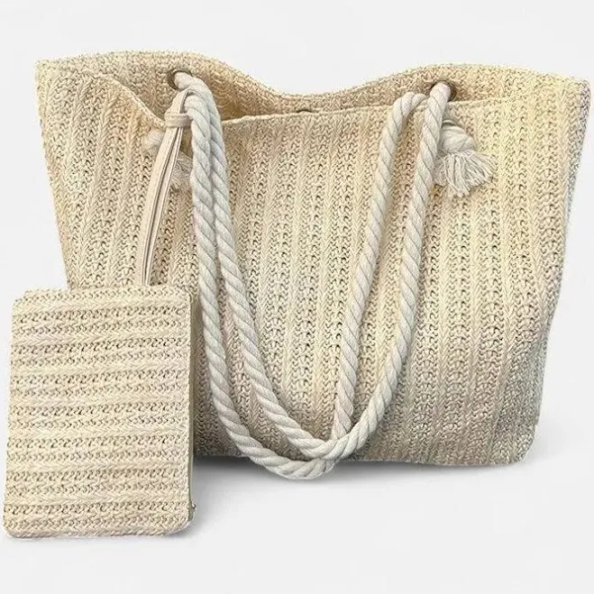 Livia Straw Tote Bag with Rope Handles
