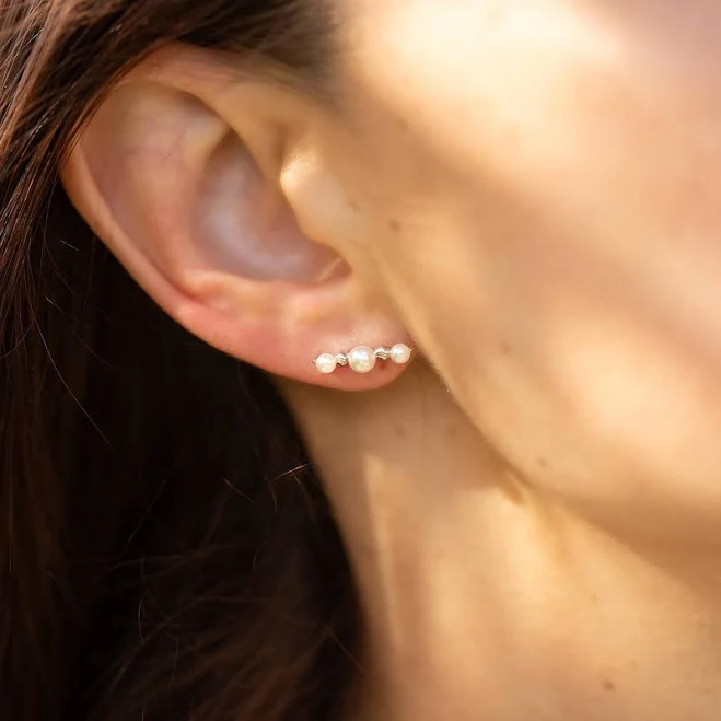 925 Sterling Silver Minimalist Pearl Stud Earrings