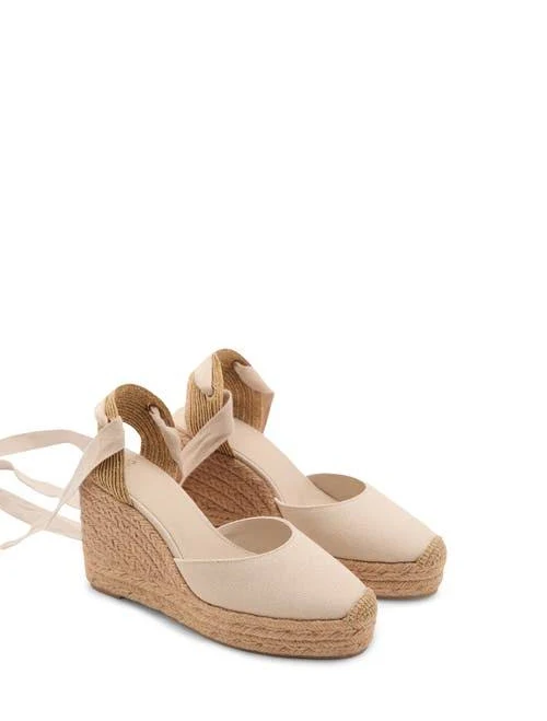 MANGO Women's Ankle Wrap Platform Wedge Espadrilles