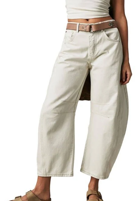 Free People Women's Good Luck Mid-Rise Barrel Jeans
