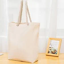 Medium Wholesale Sturdy Canvas Tote Bags with Rope Handles - Natural