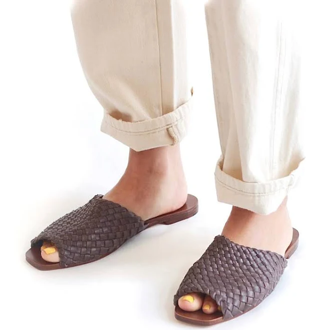 Either/Or Woven Leather Slide Sandals
