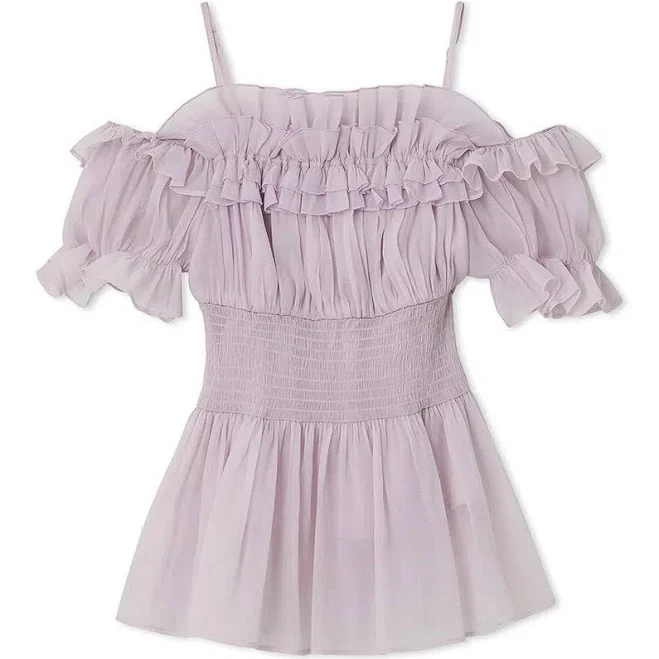 Off-Shoulder Chiffon Frill Blouse