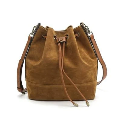 Narwey Women's Suede Slouchy Bucket Bag with Drawstring