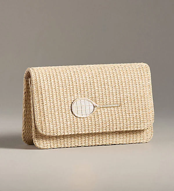 Ruby Foldover Straw Clutch by Lisi Lerch
