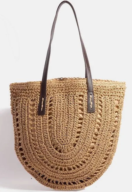Straw Braided Rounded Tote Bag