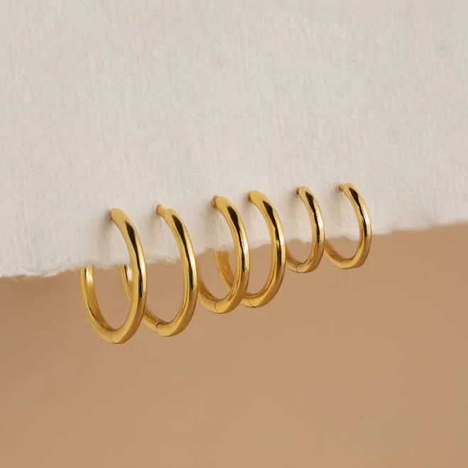 Caitlyn Minimalist Everyday Mini Bold Stacking Hoop Earrings