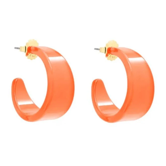 Small Chunky Resin Hoop Earring Coral