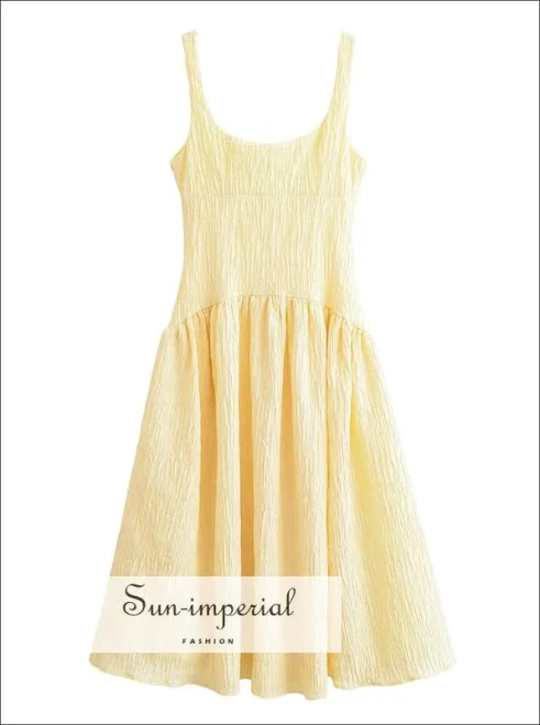 Sun-imperial Women's A-Line Square Neckline Midi Sundress