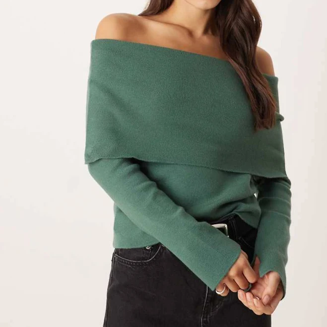 ASOS DESIGN Off The Shoulder Structured Soft Knit Top