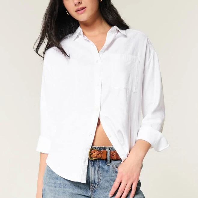 Hollister Women's Classic Linen Oversized Shirt