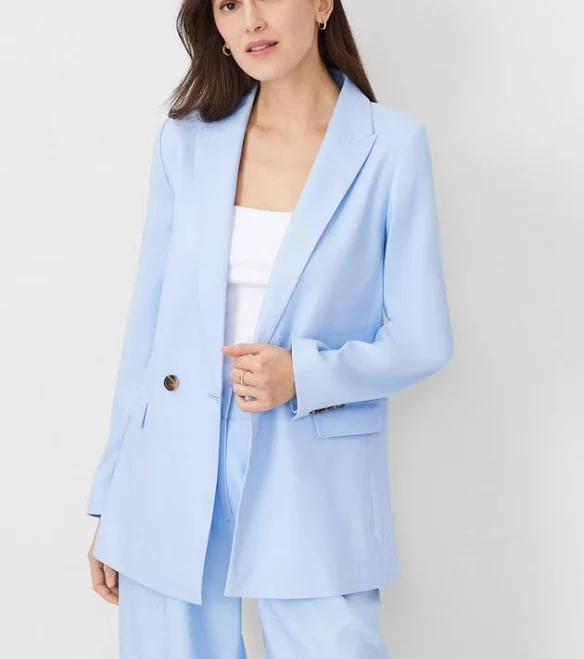 Ann Taylor Women's Oversized Peak Lapel Linen Blend Blazer