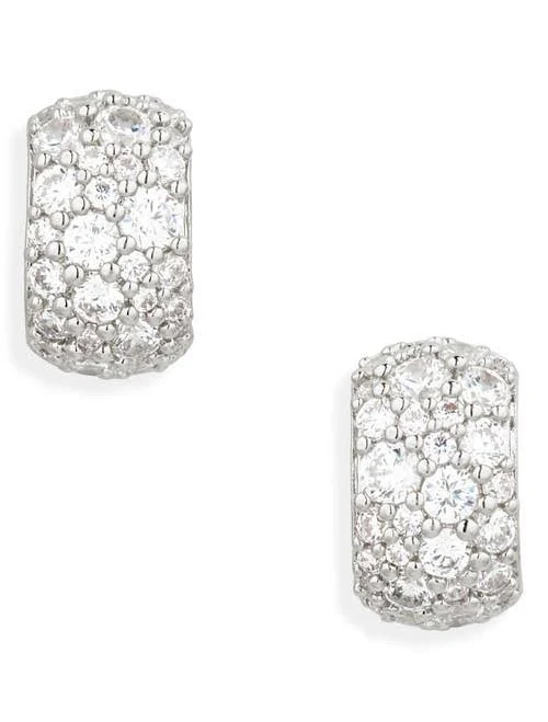 Nadri Women's Crushed Pave Rhodium Plated Stud Earrings
