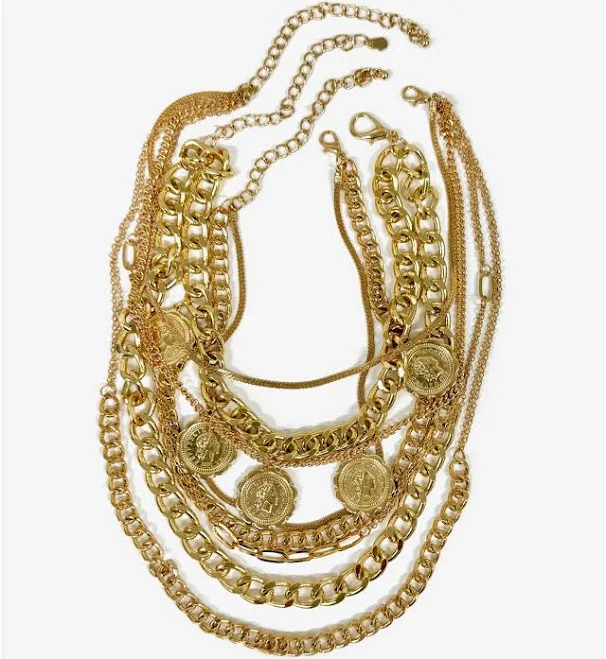 Boston Proper Layered Coin Chain Necklace