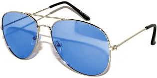 Aviator Sunglasses - Silver Frame / Blue Tint Lens