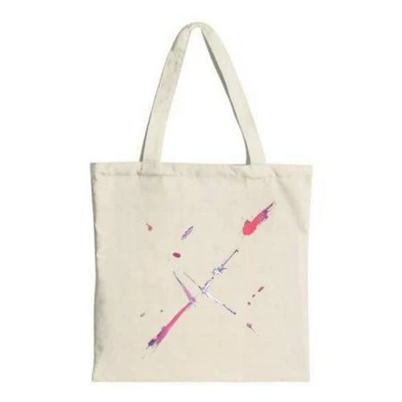 ZILE Minimalist Cream Canvas Tote Bag with Colorful Abstract Painting - Modern Design for Shopping Travel and Parties, Women's, Size: One size, Beige
