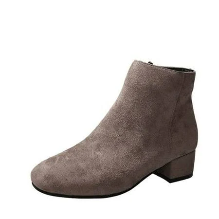 Hopeusnice Women's Suede Low Heel Block Heel Ankle Boots