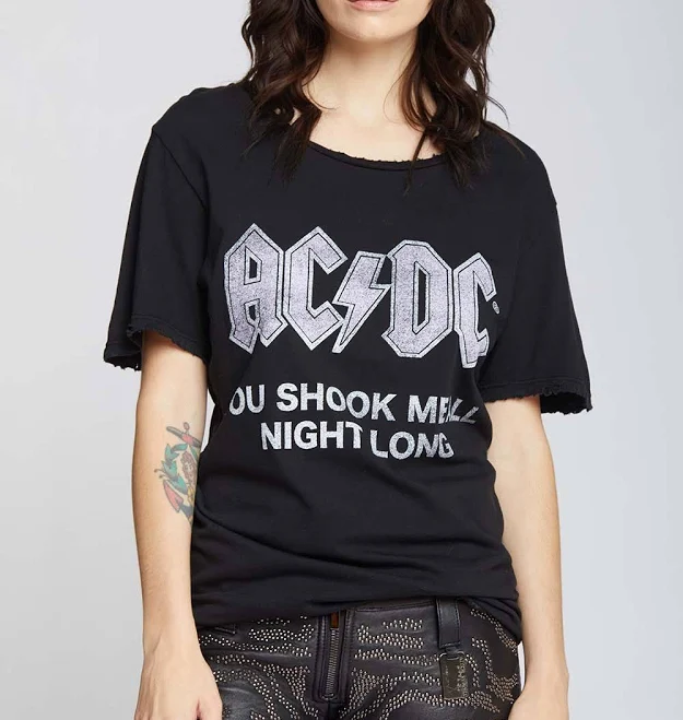 Recycled Karma AC/DC Distressed Boyfriend Tee