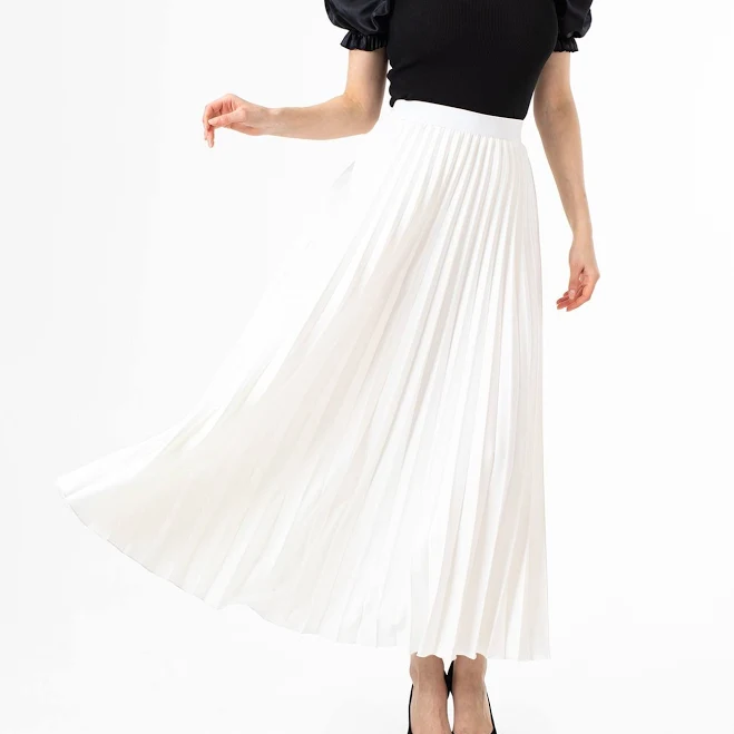 Pleated Ankle Length Maxi Skirt