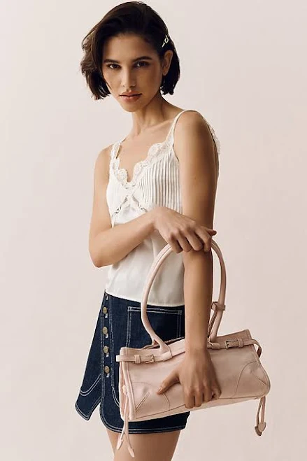 Anthropologie The Greer Structured Faux-suede Shoulder Bag