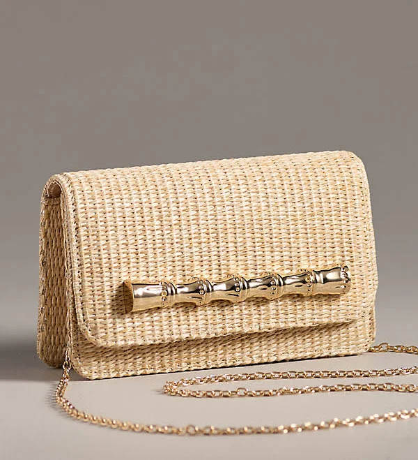 Ruby Foldover Straw Clutch by Lisi Lerch