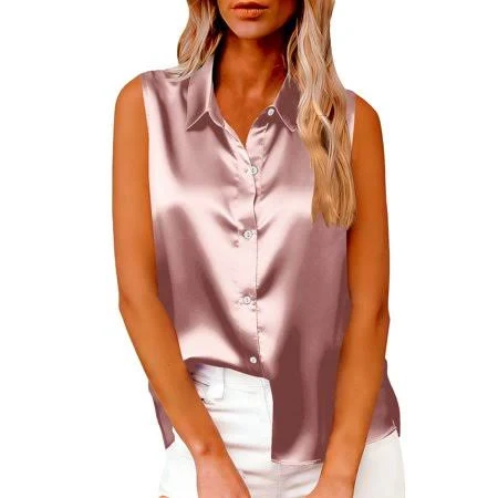 Women's Sleeveless Silk Satin Tank Top
