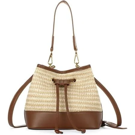 Women's Straw Drawstring Shoulder Bag