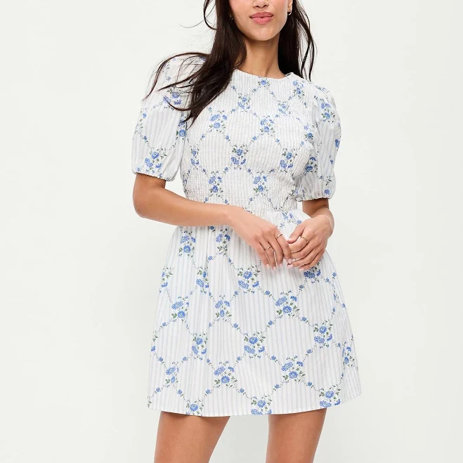 Old Navy Women's Smocked Puff-Sleeve Flare Mini Dress