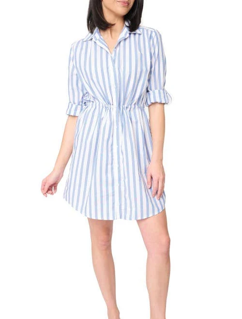 Gibsonlook Women's Long Sleeve Stripe Shirtdress