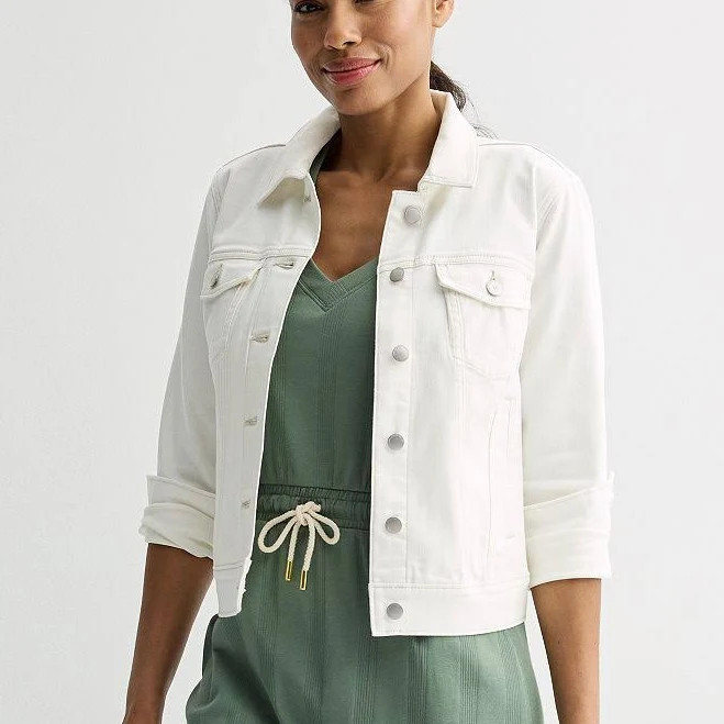 Women's Sonoma Goods For Life Denim Jacket, Size: XXL, Ecru