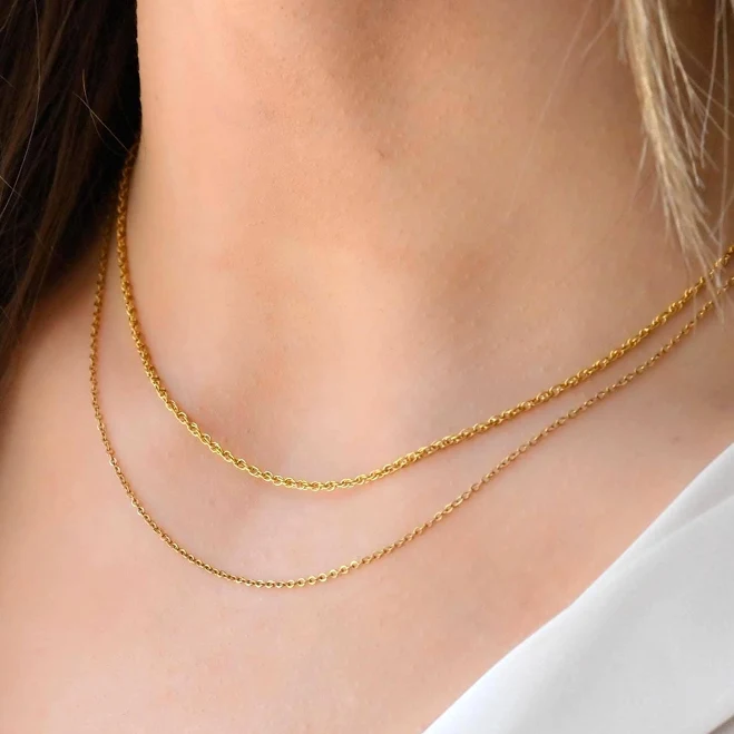 Dainty Layered Gold Chain Necklace Stack Set